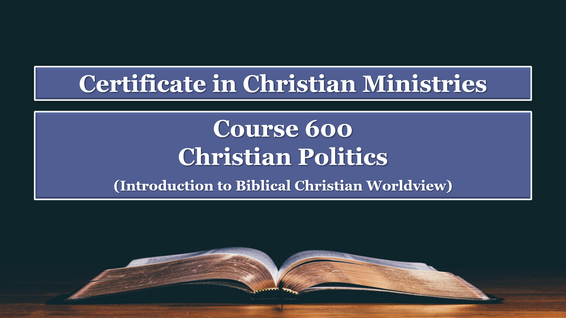 Course 600: Christian Politics