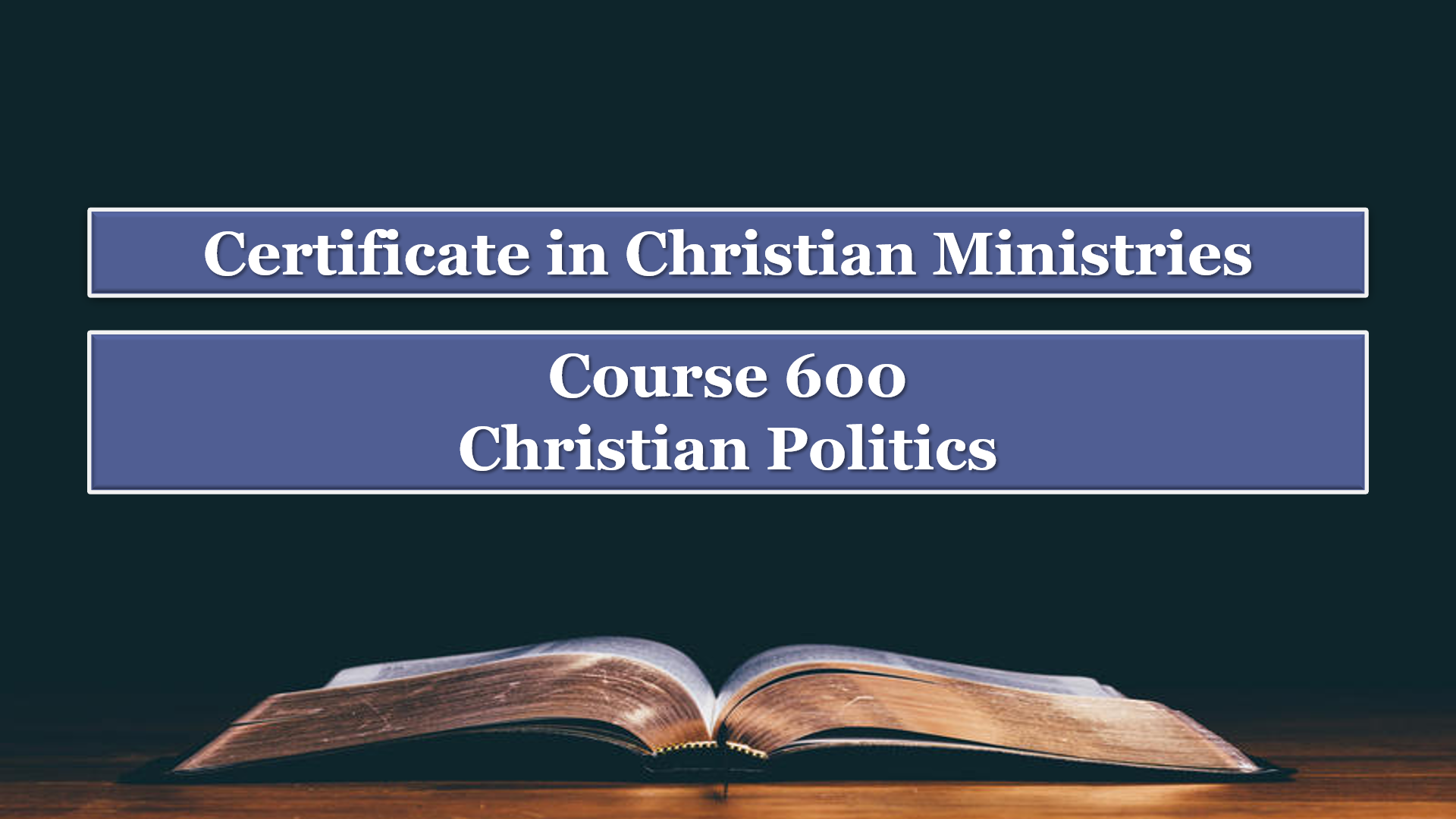 Course 600: Christian Politics